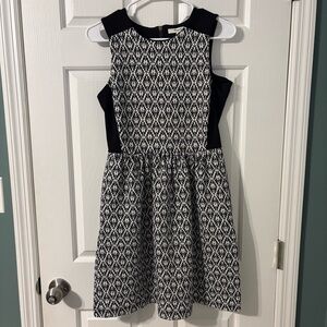 Madewell Black & White Geometric Patterned Mini Dress w Zipper & Pockets Small